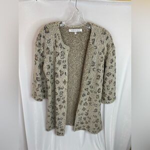 Cupcakes and cashmere leopard print open front cardigan NWOT size xs